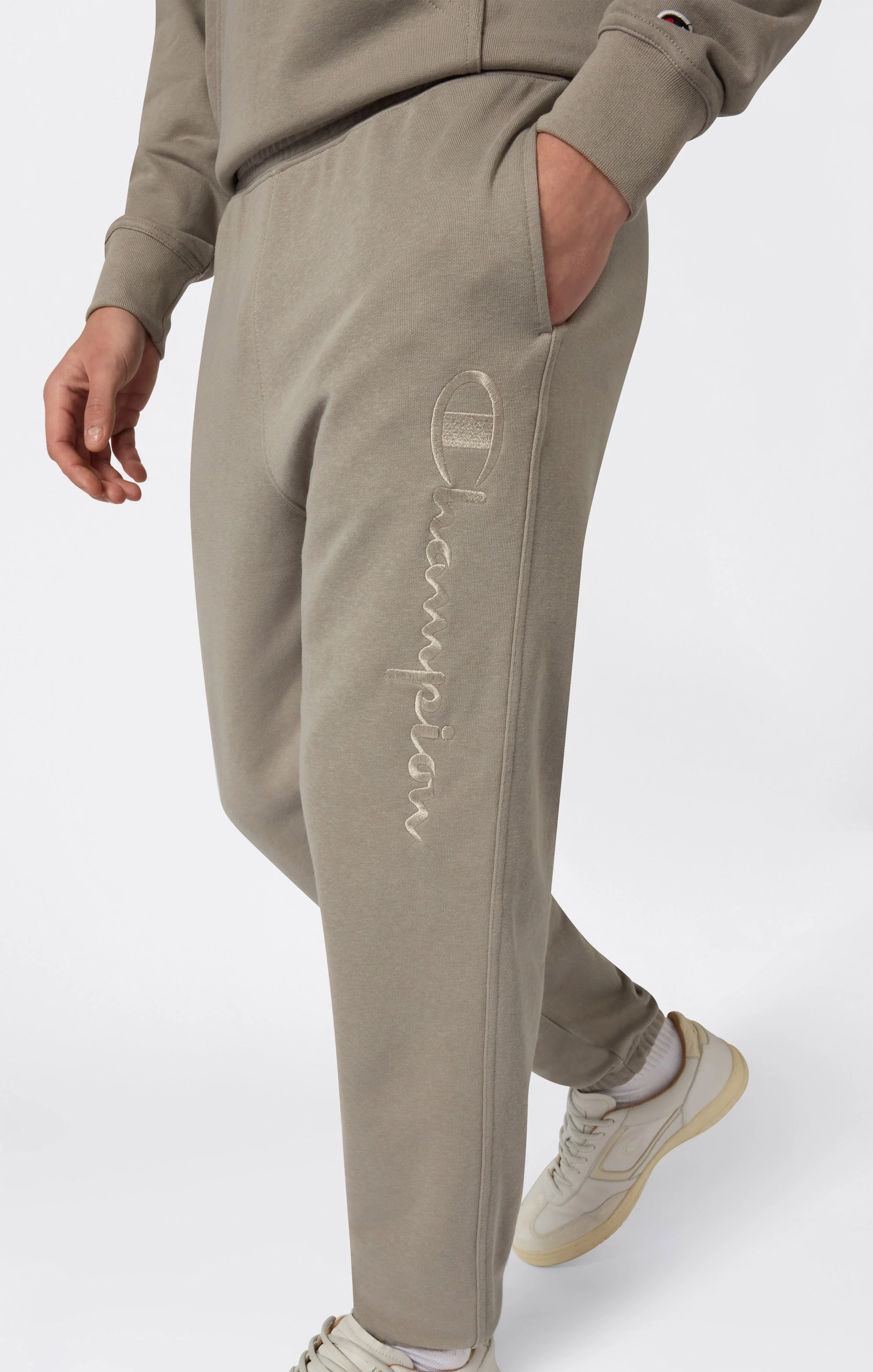 Men’s Lightweight Pants with Elastic Cuffs and Tonal Maxi Embroidered Logo Icons - Image 3