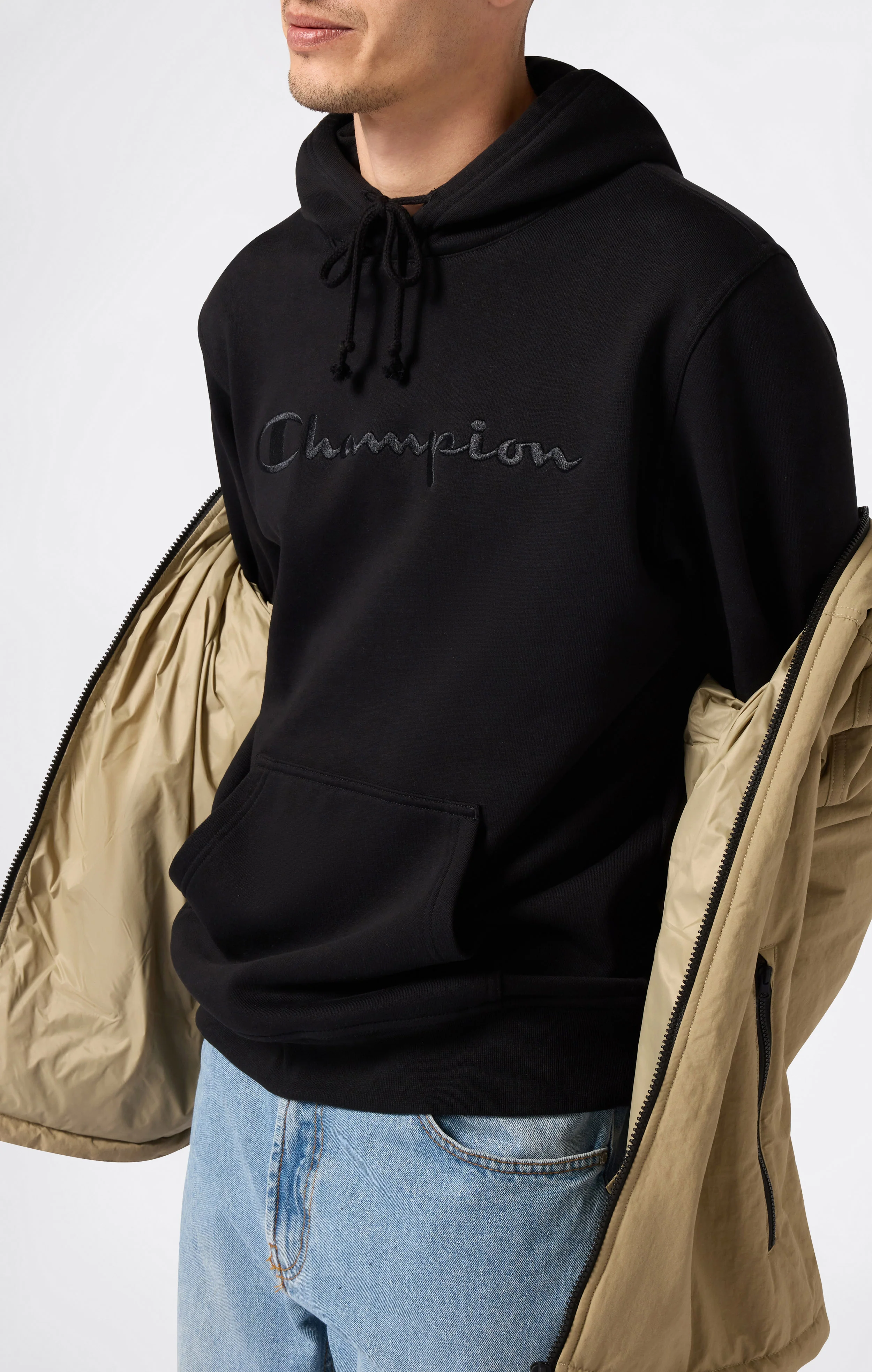 Men’s Fleece Hoodie with Big Embroidered Logo Icons - Image 5