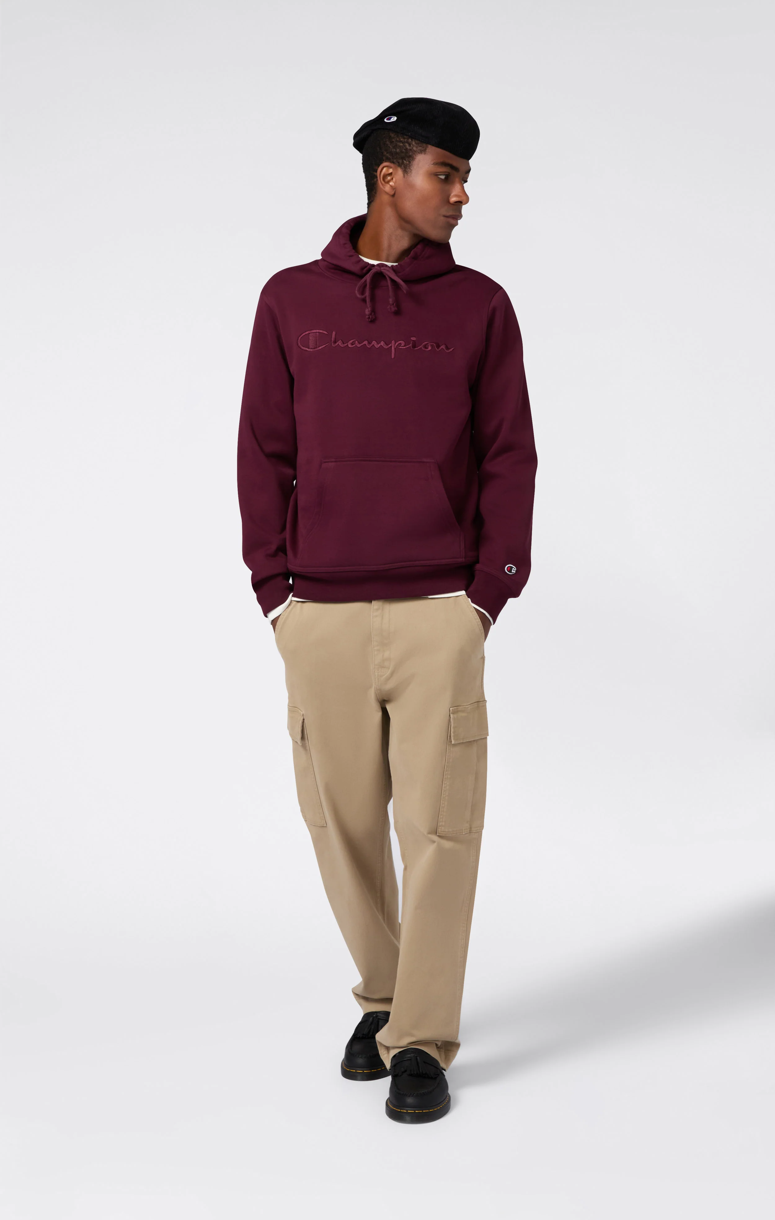 Men’s Fleece Hoodie with Big Embroidered Logo Icons - Image 5
