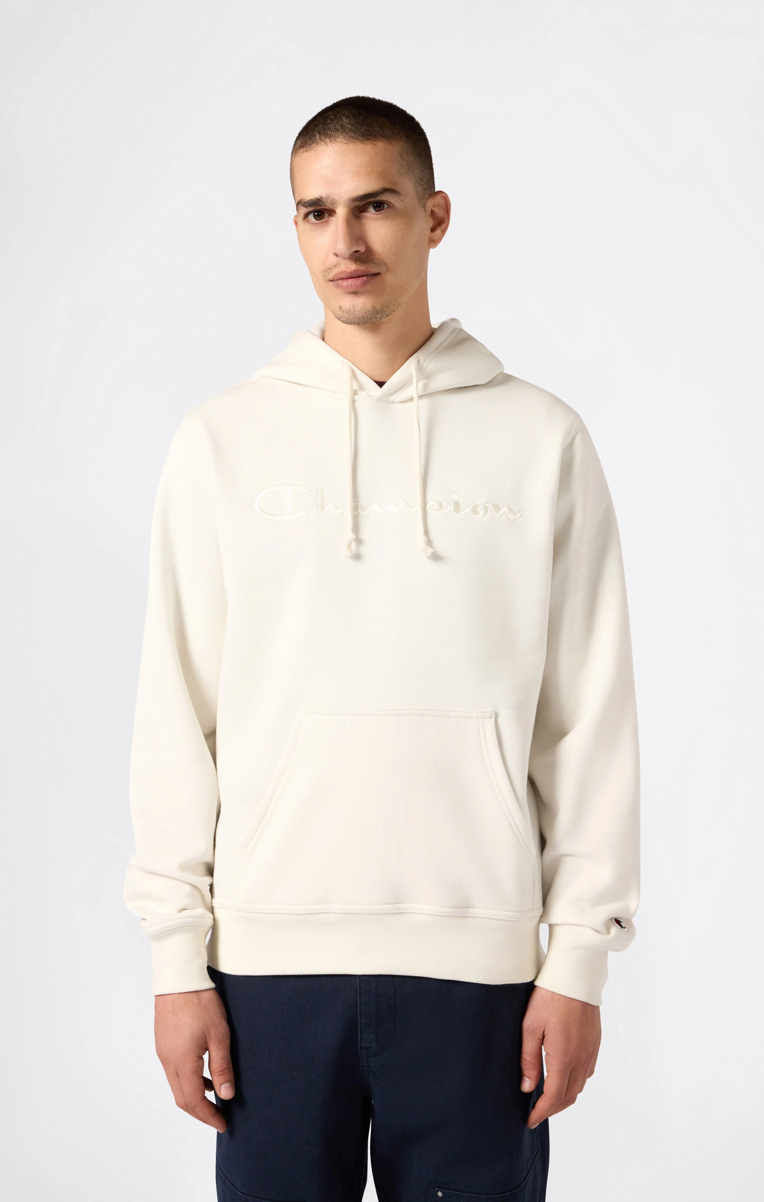 Men’s Fleece Hoodie with Big Embroidered Logo Icons - Image 5