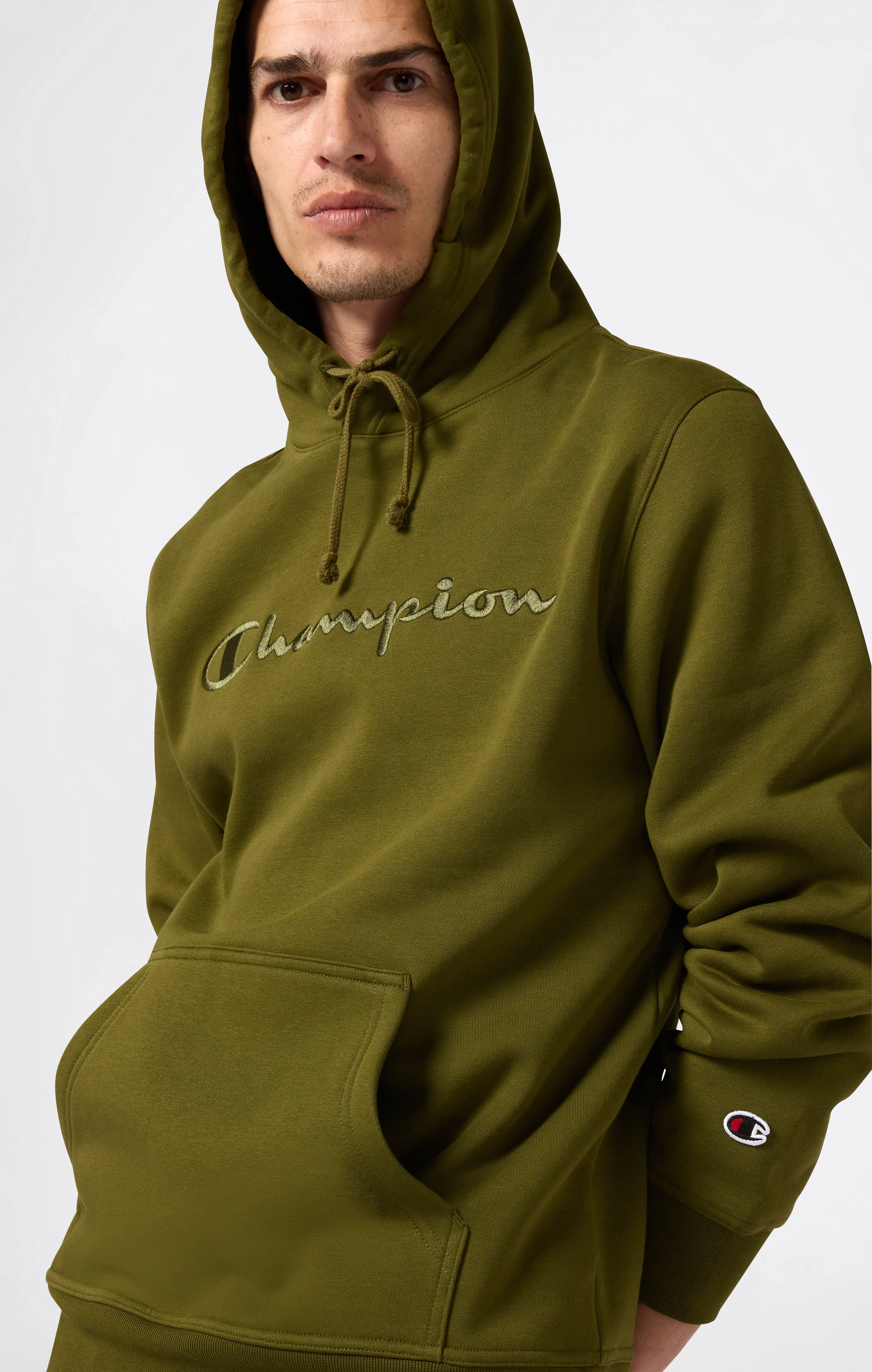 Men’s Fleece Hoodie with Big Embroidered Logo Icons - Image 5