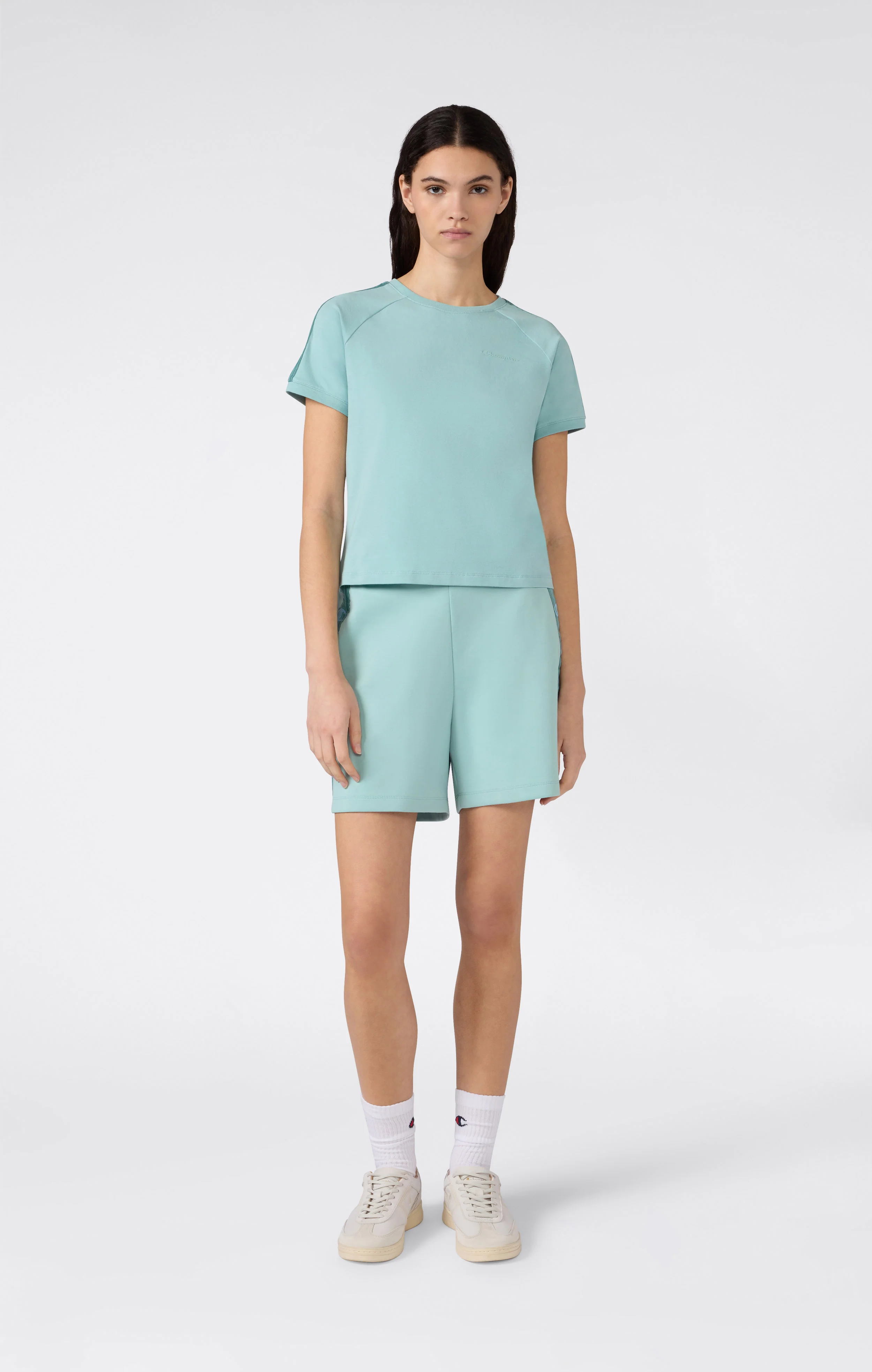 Women’s Crewneck Stretch Jersey T-Shirt with Logo Tape - Image 3
