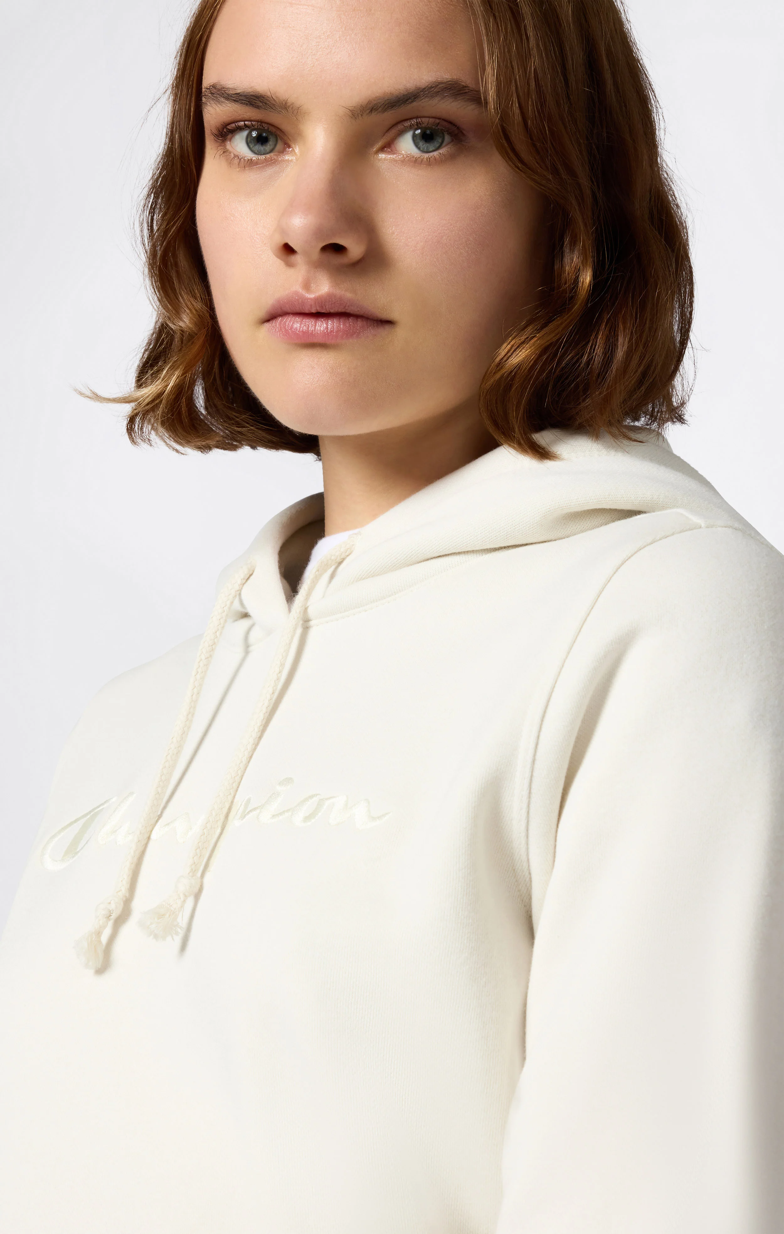 Women’s Fleece Hoodie with Big Embroidered Logo Icons - Image 4