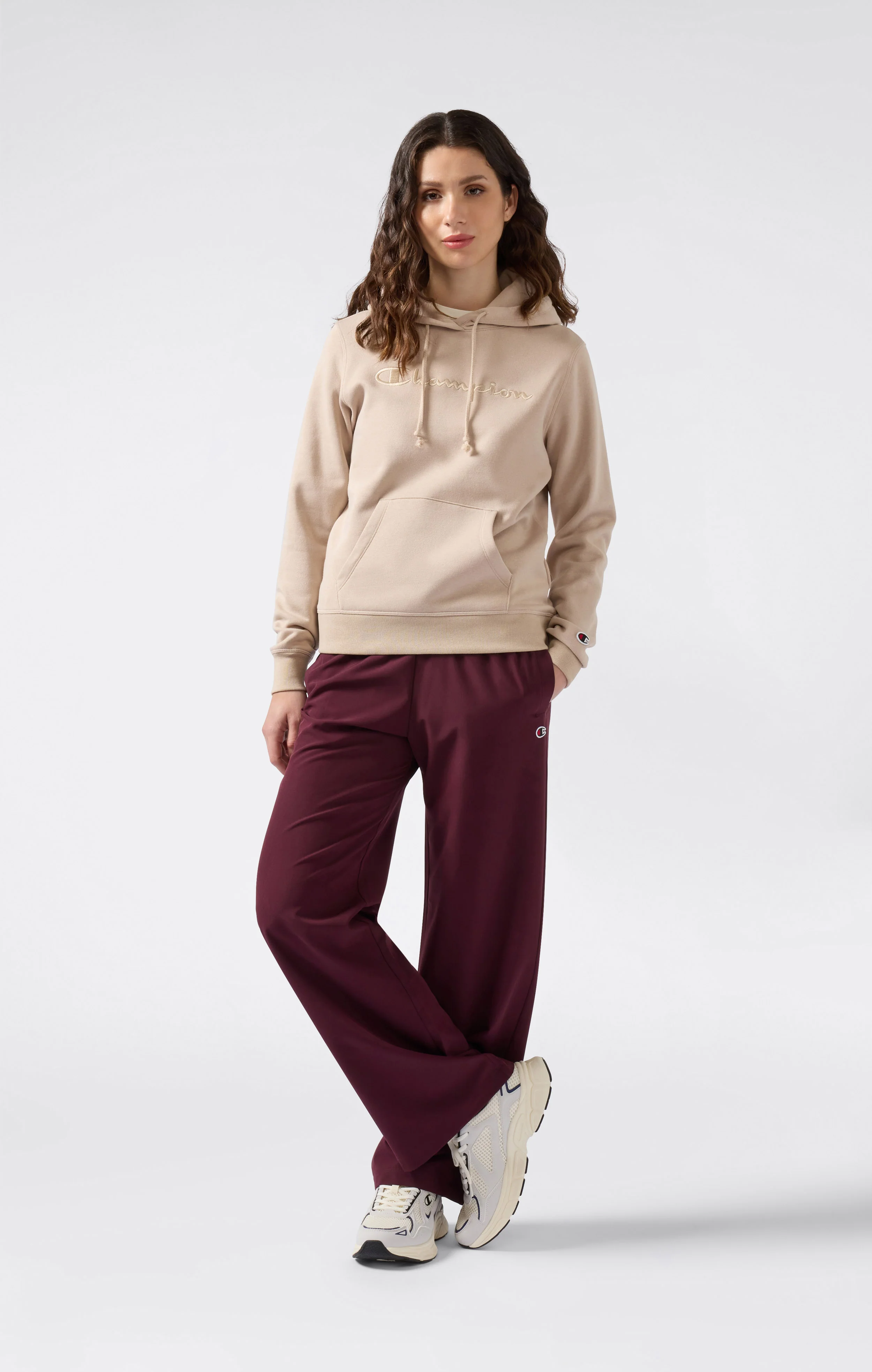 Women’s Fleece Hoodie with Big Embroidered Logo Icons - Image 3