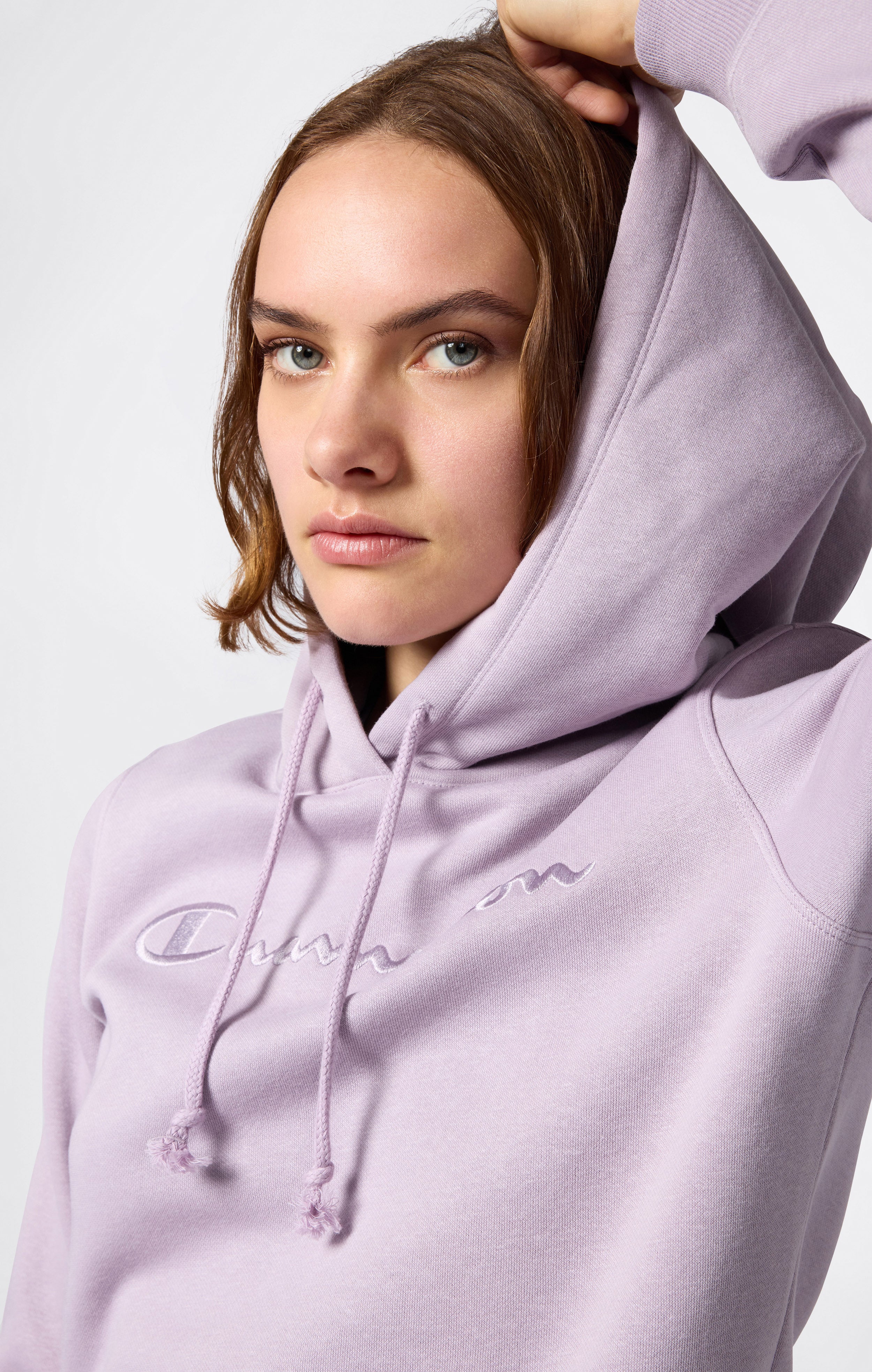 Women’s Fleece Hoodie with Big Embroidered Logo Icons - Image 4