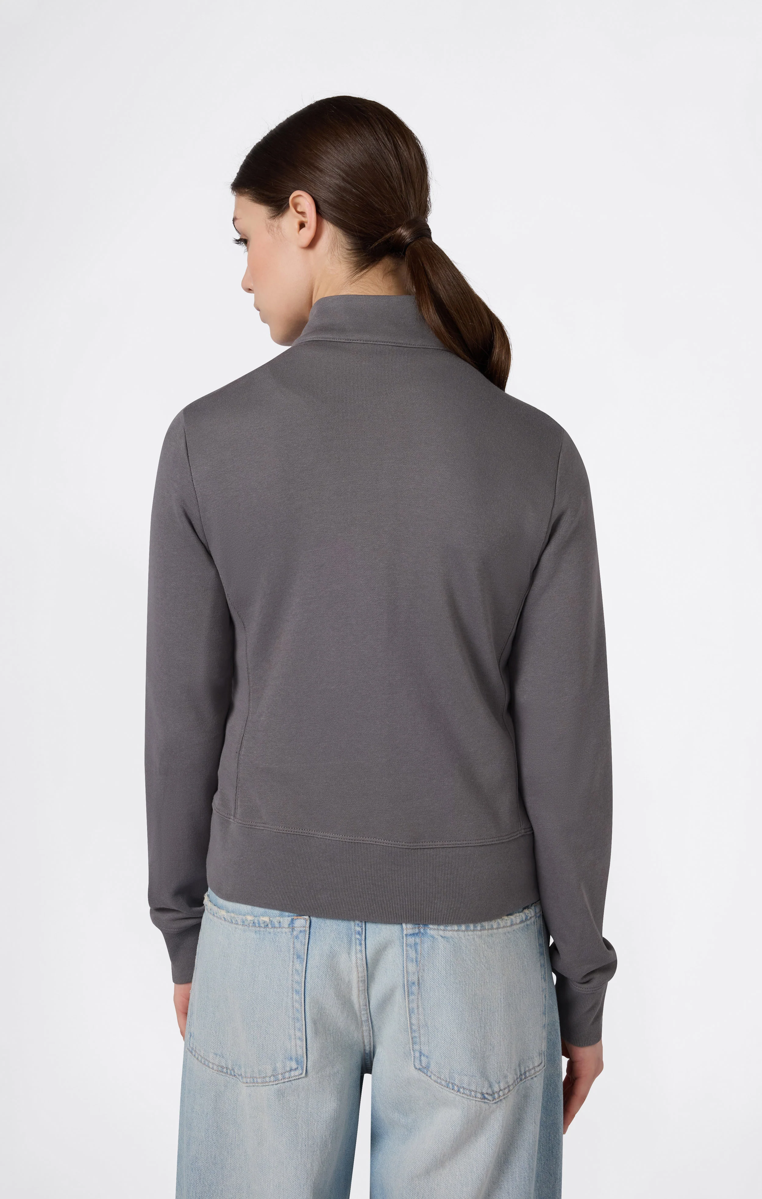 Women’s Lightweight Full Zip Sweatshirt with Tonal Embroidered “C” Logo Icons - Image 4