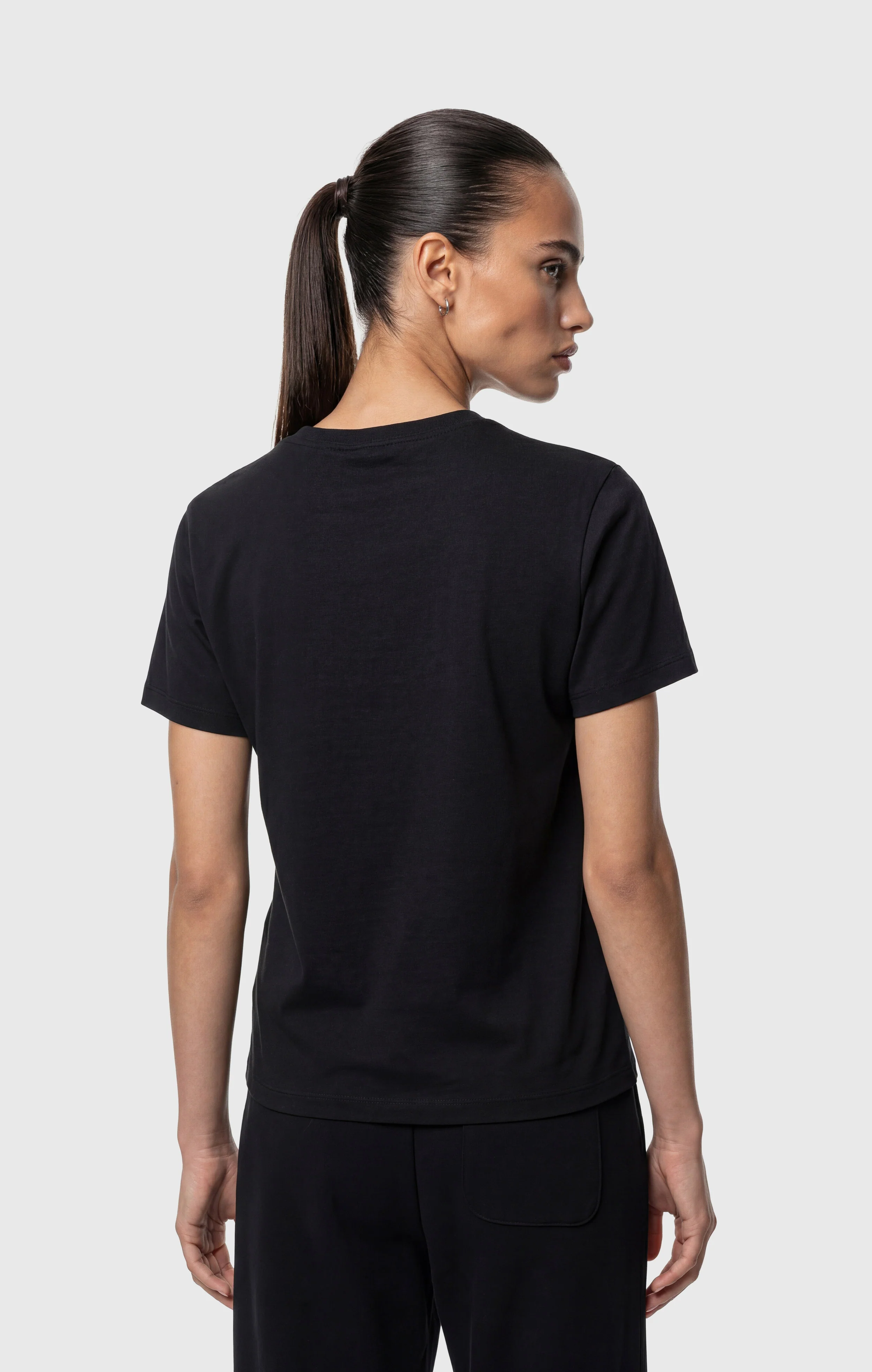 Women’s Reverse Weave Crewneck T-Shirt with Embroidered Logo - Image 3